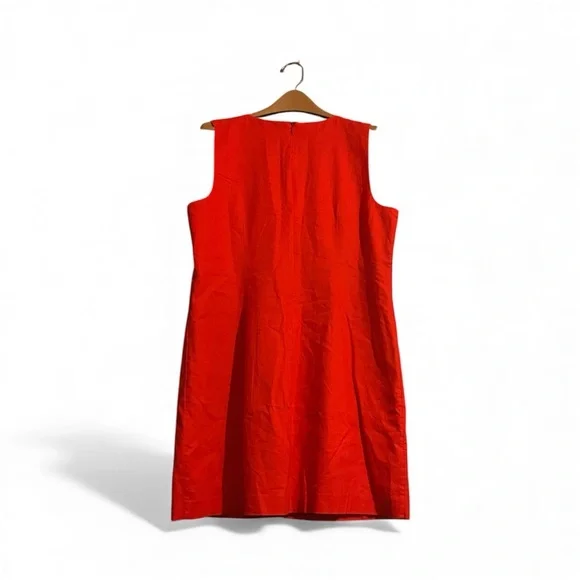 J. Crew Linen & Cotton Christmas Red Button-Front Midi Dress NEW with Tags - Picture 2 of 4